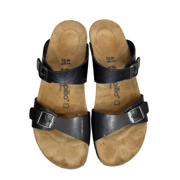 Birkenstock Papillio Dorothy Wedge Sandals 10-10.5 Black Birko Flor Comfort Shoe - Picture 3 of 14